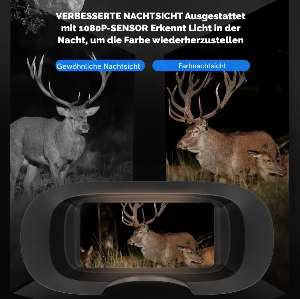 Nachtsichtfernglas 500 m Militär HD – 12x Zoom & Langzeitakku