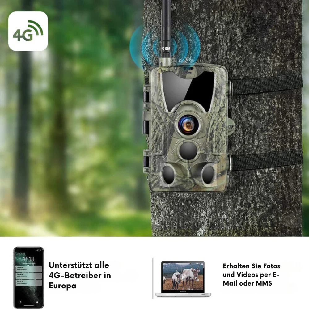 Wildkamera 4G mit Smartphone-Verbindung und Überwachungsfunktion