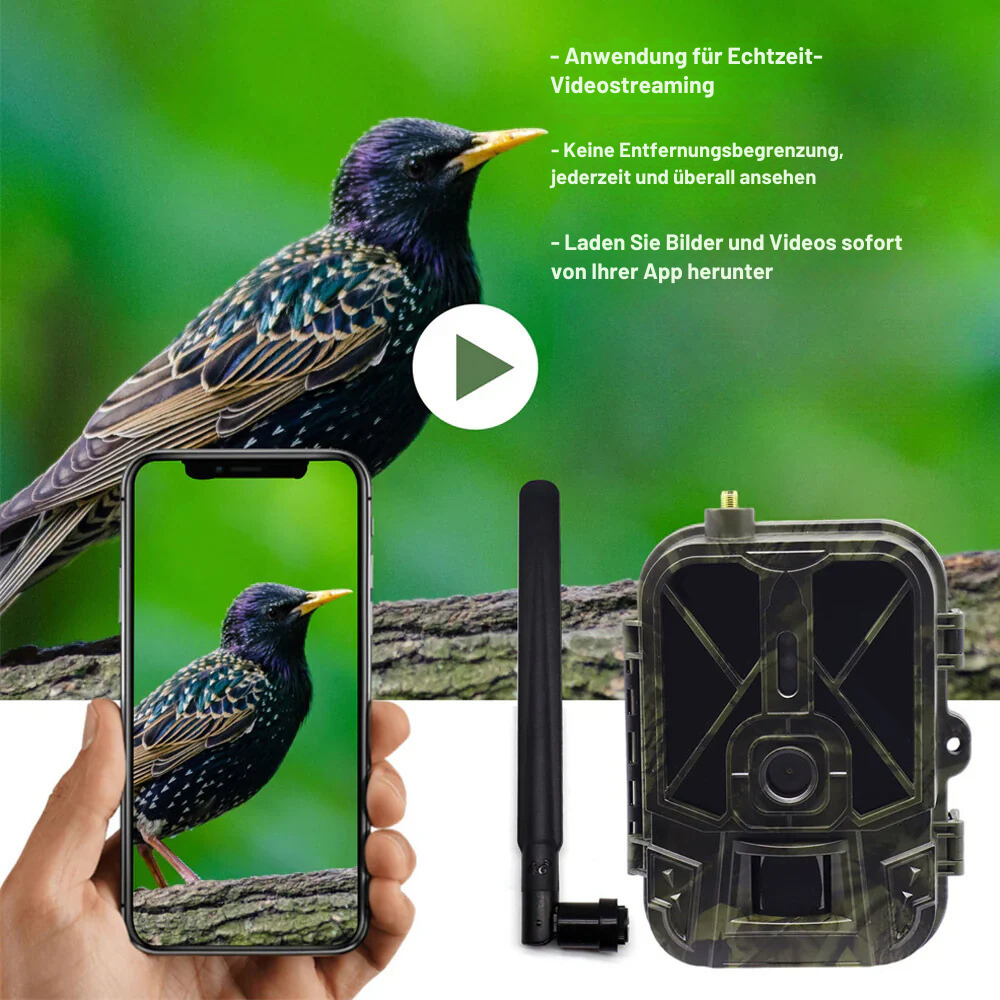 Wildkamera 4G mit Telefonverbindung und SMS/MMS-Funktion