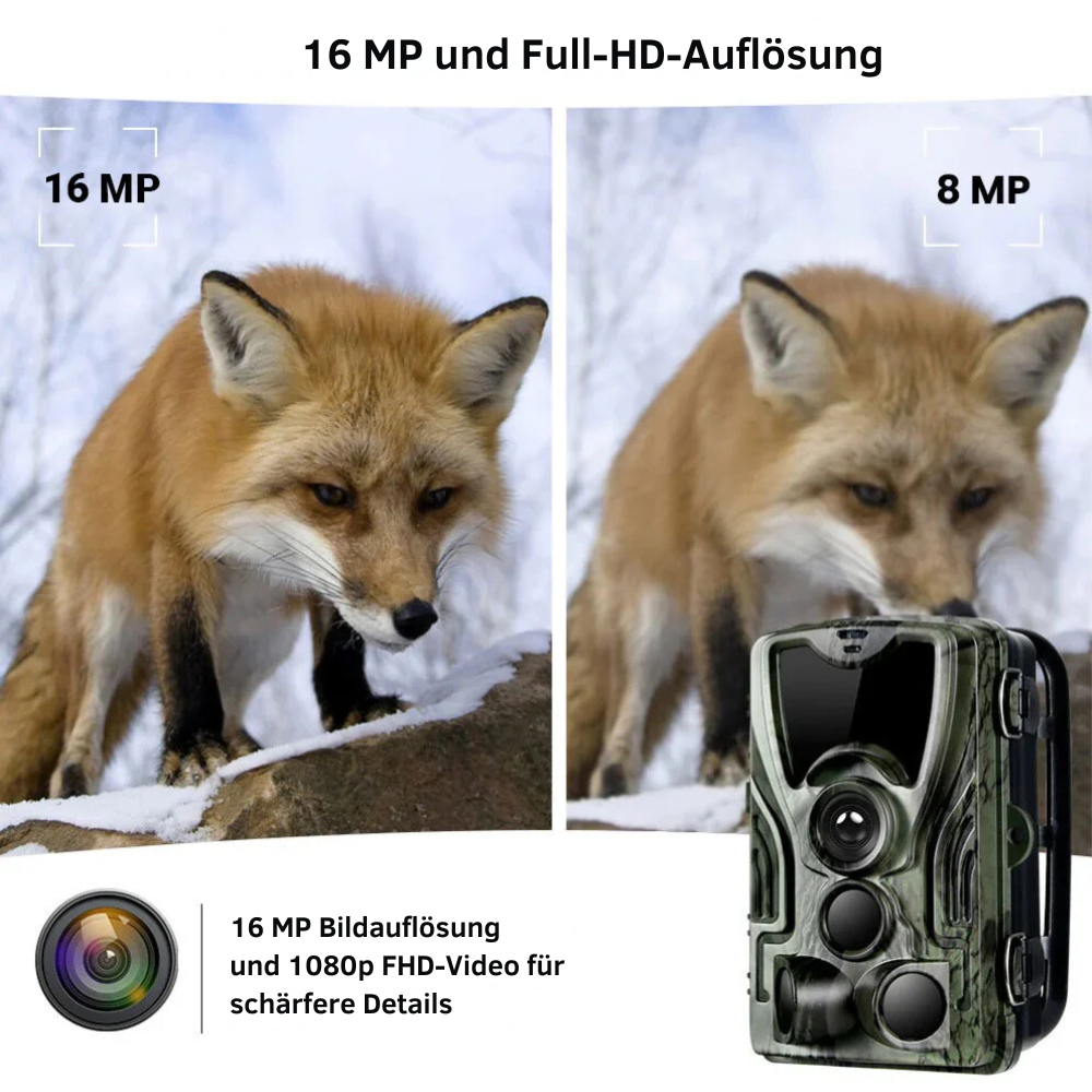 Wildkamera mit Nachtsicht, HD-Bildschirm und langer Akkulaufzeit