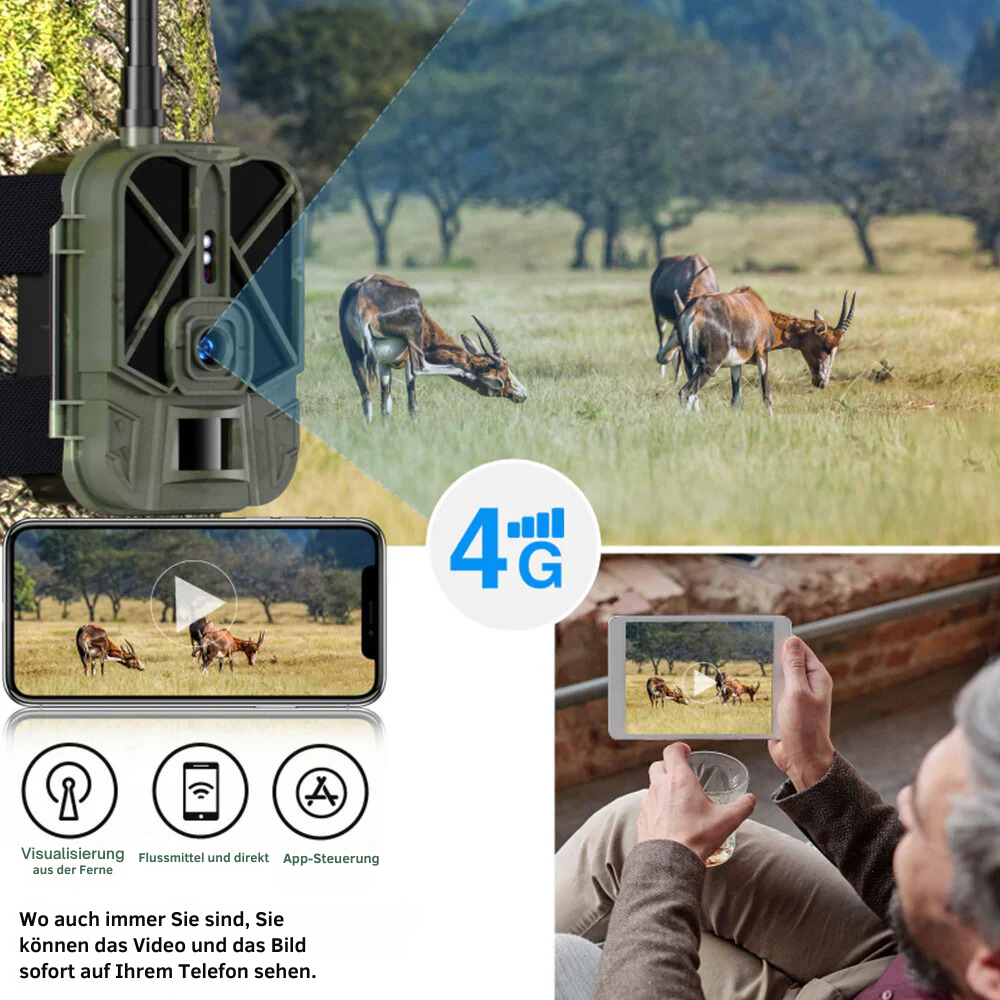 Wildkamera 4G mit Telefonverbindung und SMS/MMS-Funktion