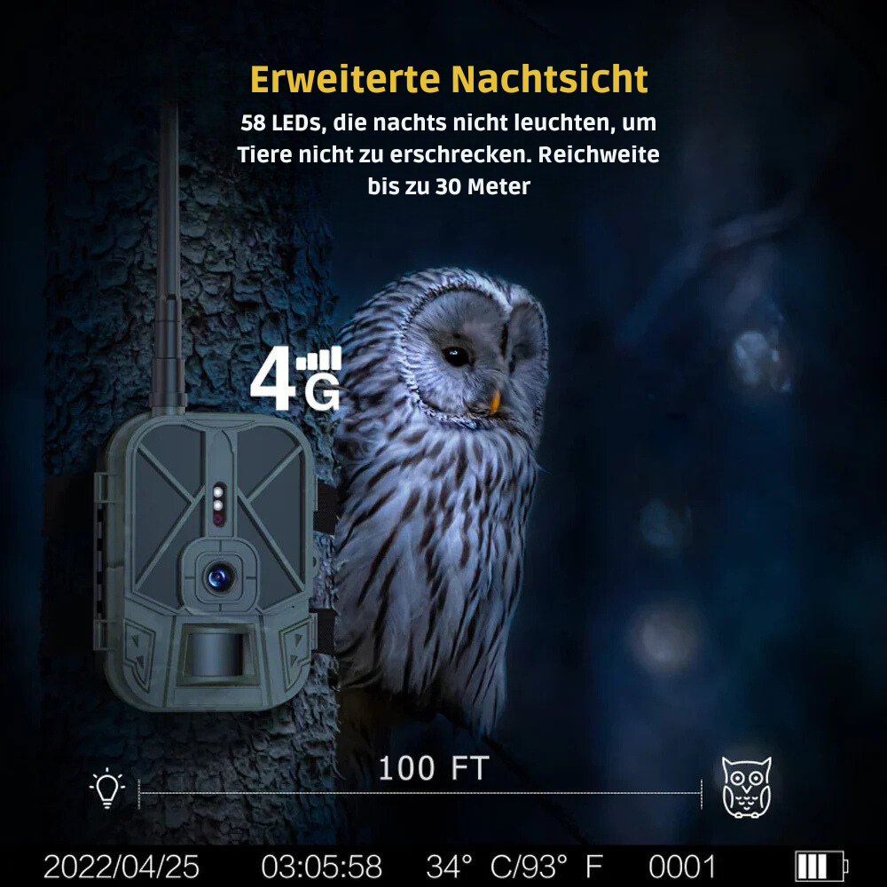 Wildkamera 4G mit Telefonverbindung und SMS/MMS-Funktion