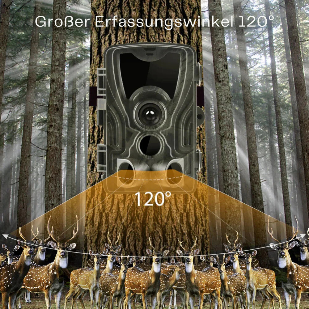 Wildkamera mit Nachtsicht, HD-Bildschirm und langer Akkulaufzeit
