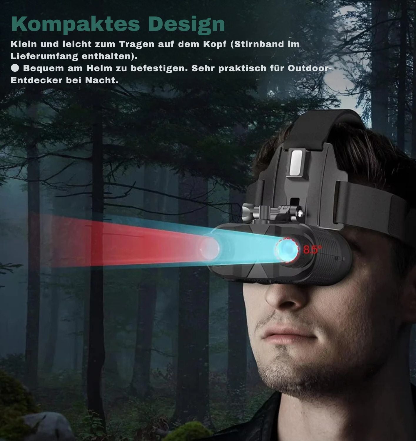 Nachtsichtgerät 8X 4K mit Kopfhalterung militär – Infrarot, Jagd NV400