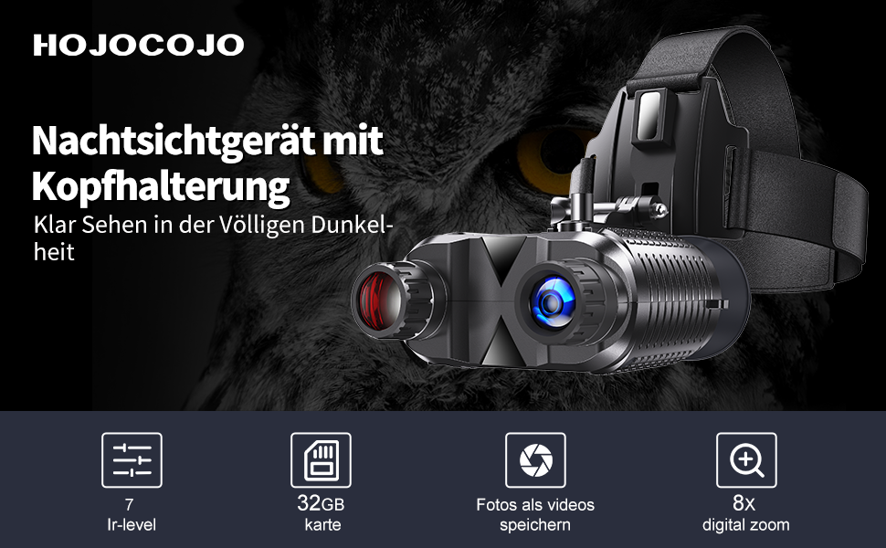 Nachtfernglas 8X 4K mit Kopfhalterung