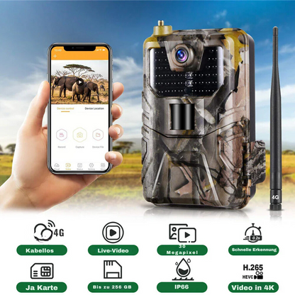 Wildkamera 4K & 4G mit Nachtsicht und Smartphone-Steuerung