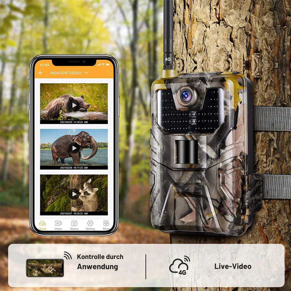 Wildkamera 4K & 4G mit Nachtsicht und Smartphone-Steuerung